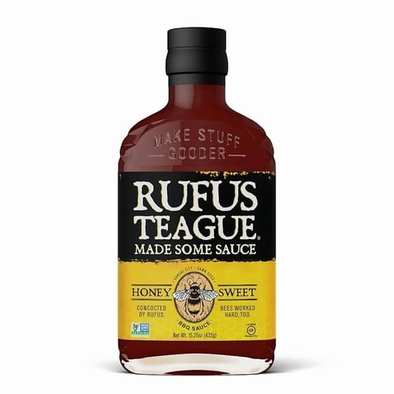 Rufus Teague Honey Sweet BBQ Sauce - Thick, Premium Barbecue - 15.25 oz Bottle