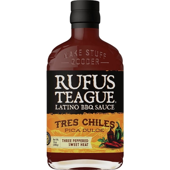 Rufus Teague Tres Chiles Pica Dulce BBQ Sauce with Sweet Heat, Premium Barbecue Sauces with Natural Ingredients, Award-Winning Bold Flavor, Gluten-Free, Non-GMO, 14 oz