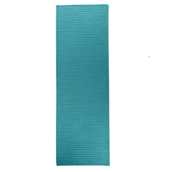 Rug 2 ft. 4 in. x 5 ft. Reversible Flat-Braid Rectangle Runner Aqua
