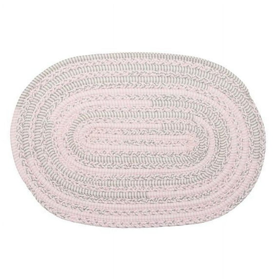 Rug 2 x 3 ft. Bella Braided Nursery Rug Pink Grey
