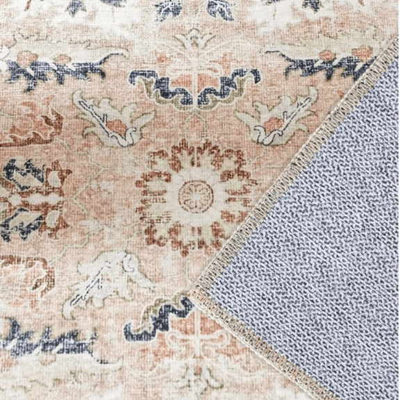 Rug 2x3 Entryway Rug - Washable Rug Vintage Rug Floral Doormat Small Rug Indoor Boho Thin Rug Non-Slip Retro Accent Rug Distressed Carpet for Bathroom Kitchen Bedroom Pink Blush