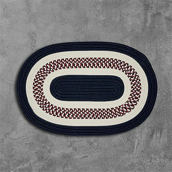 Rug 8 x 8 ft. Flowers Bay Round Braided Rug Patriot Blue