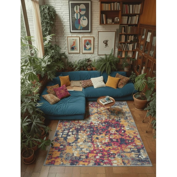 Rug Branch Abstract Boho Yellow Blue Indoor Area Rug - 9x12