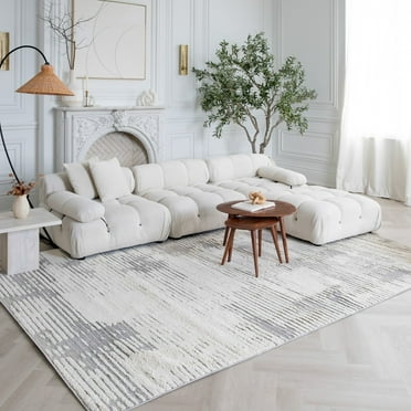 Rug Branch Abstract Modern Cream Grey Indoor Area Rug - 7x10