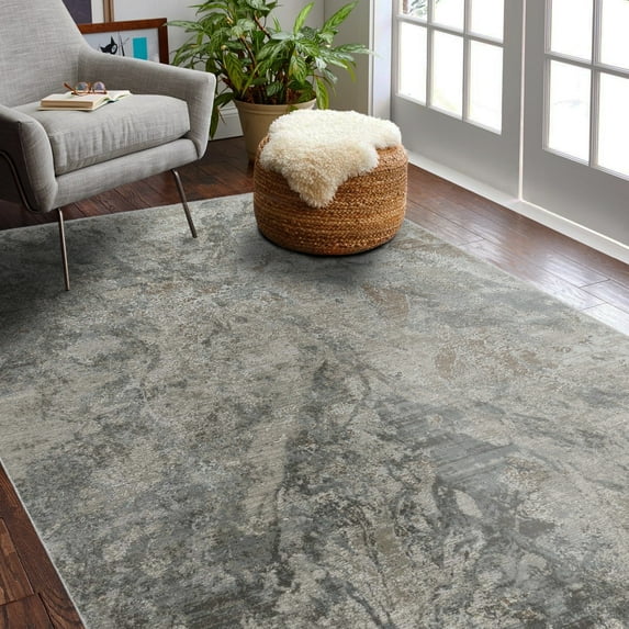 Rug Branch Abstract Modern Fog Beige Brown Indoor Area Rug - 9x12