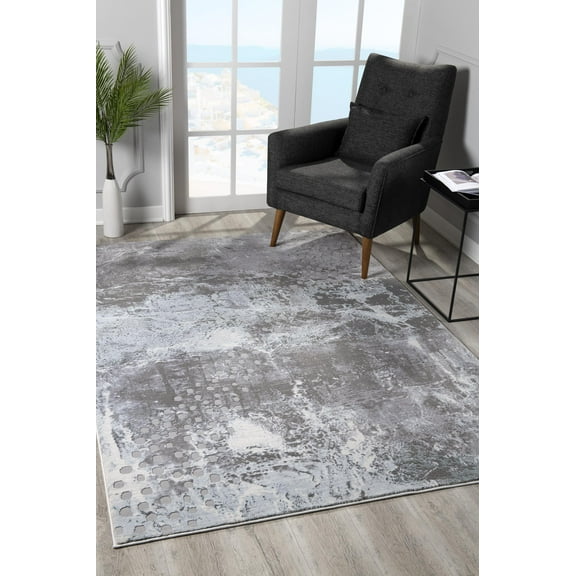 Rug Branch Abstract Scandinavian  Grey Blue Indoor Area Rug - 8x10