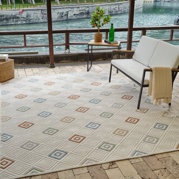 Rug Branch Alfombra Modern Abstract Indoor Area Rug, Cream Beige - 5'x7'