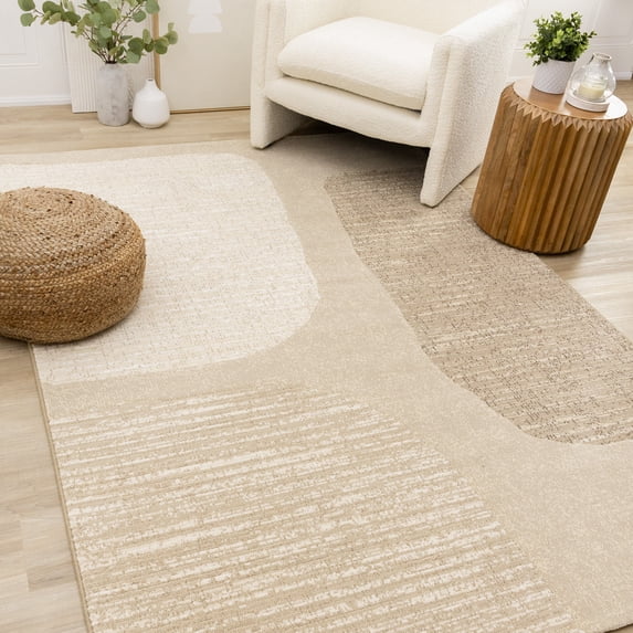 Rug Branch Art Distressed, Geometric, Tonal/Solid Beige Indoor Area Rug - 8' x 11'