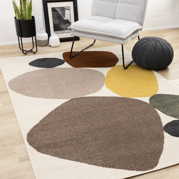 Rug Branch Art Geometric, Tonal/Solid Cream Indoor Area Rug - 5' x 8'