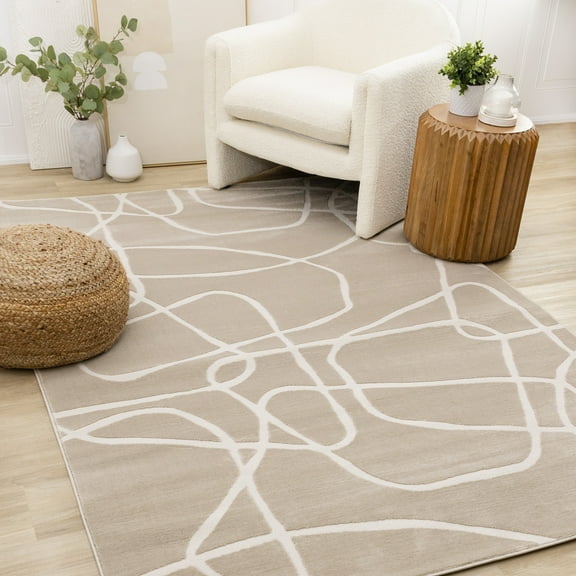 Rug Branch Art Organic, Tonal/Solid Cream Indoor Area Rug - 5' x 8'