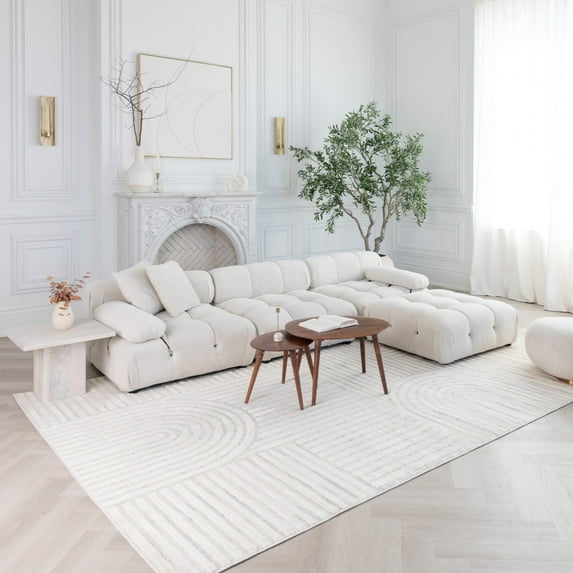 Rug Branch Astra 9'x12' (Exact Size: 9'2" x 12'5") Modern Indoor Area Rug, Cream Beige - Living Room, Bedroom, Dining Room, and Kitchen