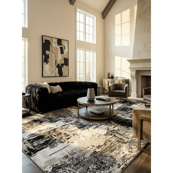 Rug Branch Atlas Distressed Classic Indoor Area Rug, Grey Beige - 4'x6'