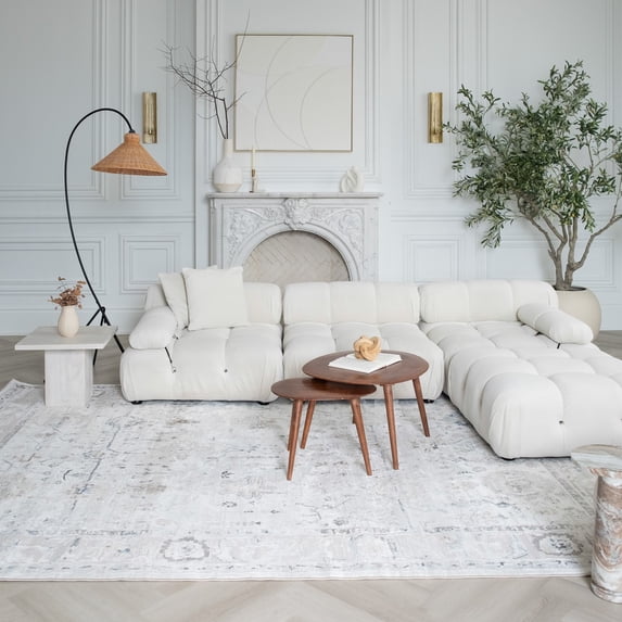 Rug Branch Atlas Oriental Scandinavian Indoor Area Rug, Beige Ivory - 5'x7'