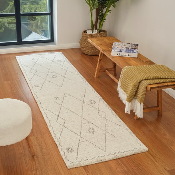 Rug Branch Casa Boho Abstract Indoor Runner Rug, Beige Cream - 2'x8'
