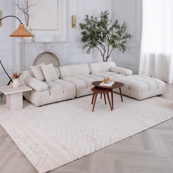 Rug Branch Casa Modern Abstract Indoor Area Rug, Beige Cream - 4'x6'