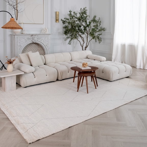Rug Branch Casa Modern Abstract Indoor Area Rug, Beige Cream - 6'x9'