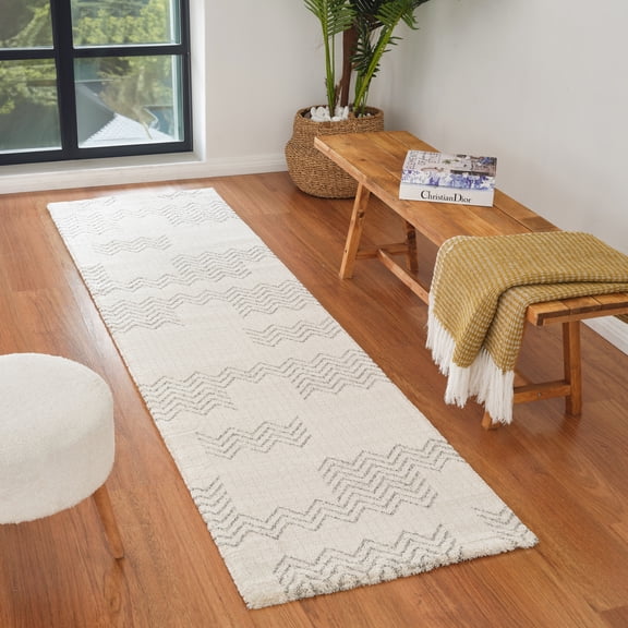 Rug Branch Casa Modern Abstract Indoor Runner Rug, Beige Cream - 2'x8'