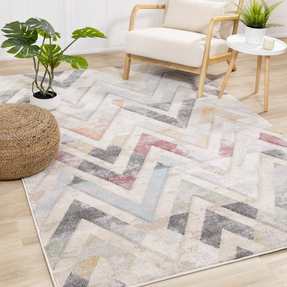 Rug Branch Chevron Geometric Distressed Indoor Area Rug - 5' x 8'