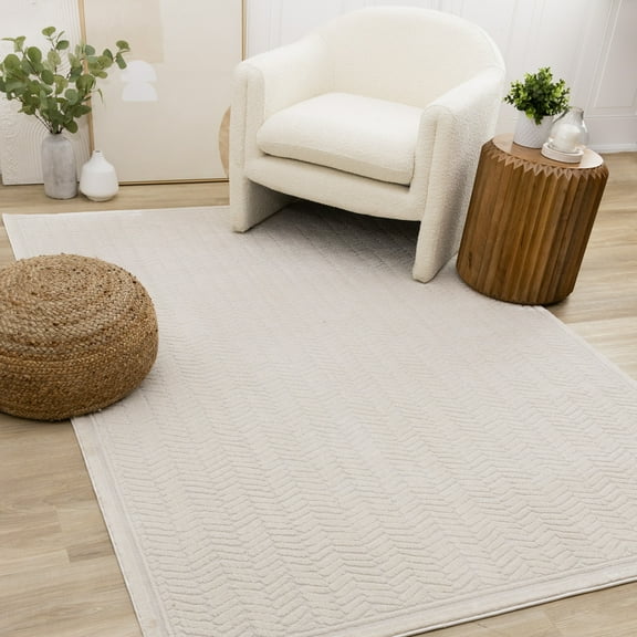 Rug Branch Chevron, Tonal/Solid Beige Indoor Area Rug - 5' x 8'