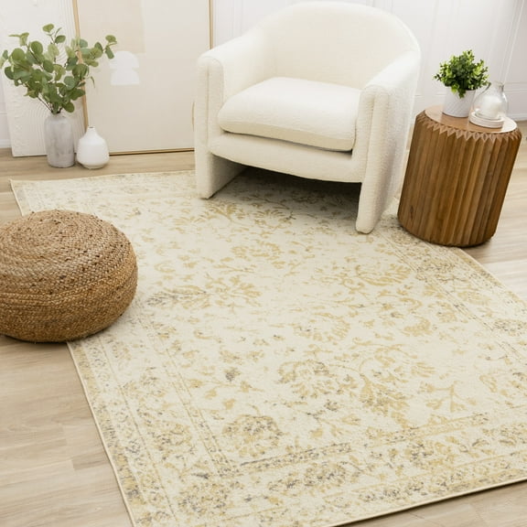 Rug Branch Classic/Traditional Classic, Elegant Cream Indoor Area Rug - 5' x 8'