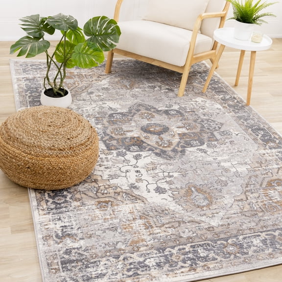 Rug Branch Classic/Traditional Medallion Grey Indoor Area Rug - 8' x 11'