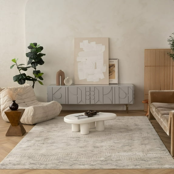 Rug Branch Contemporary Abstract Beige Grey Indoor Area Rug - 5x7