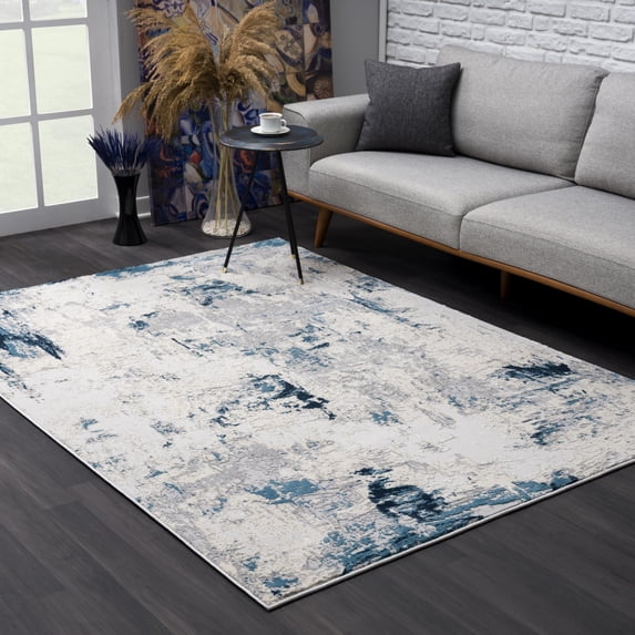 Rug Branch Contemporary Abstract Blue Cream Indoor Area Rug - 8x10