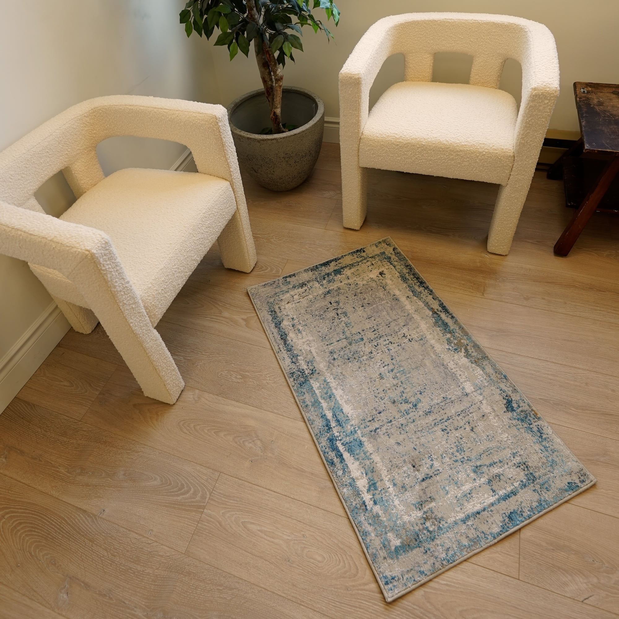 Rug Branch Contemporary Abstract Blue Grey Indoor Runner Rug - 2x15 ...