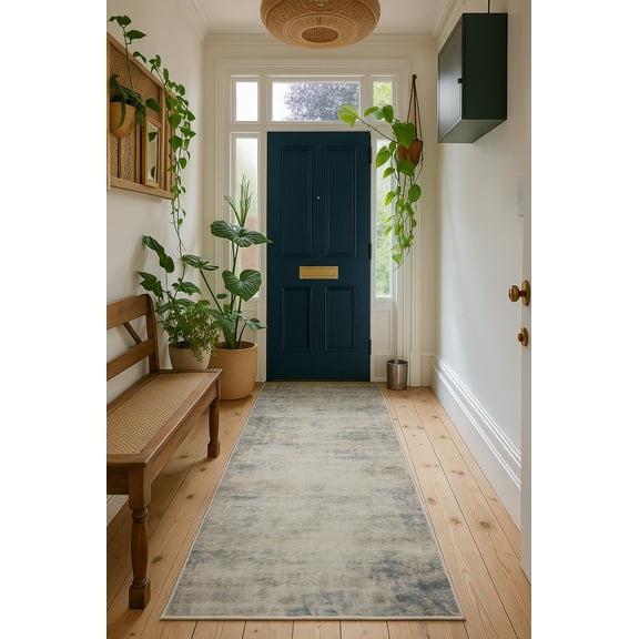 Rug Branch Contemporary Abstract Blue Navy Indoor Runner Rug - 2x6