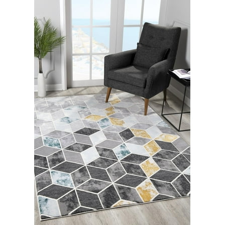 Rug Branch Contemporary Abstract Geometric Grey Yellow Indoor Area Rug - 8x10