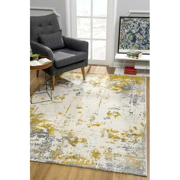 Rug Branch Contemporary Abstract  Gold Grey Indoor Area Rug - 8x10