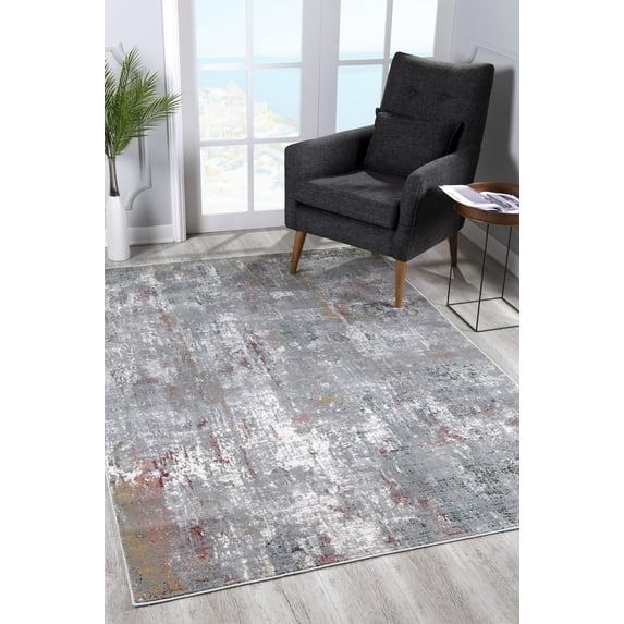 Rug Branch Contemporary Abstract Grey Red Indoor Area Rug - 4x6