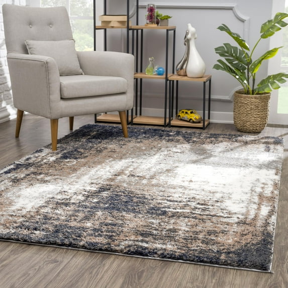 Rug Branch Contemporary Abstract Shag Grey White Indoor Area Rug - 8x10