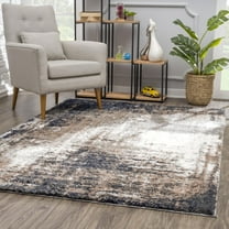 Rug Branch Contemporary Abstract Shag Grey White Indoor Doormat Rug - 3x5