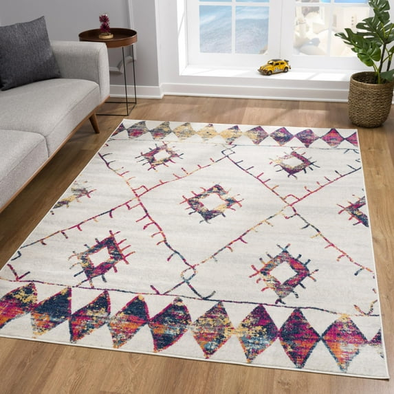 Rug Branch Contemporary Boho Beige Blue Indoor Area Rug - 9x12