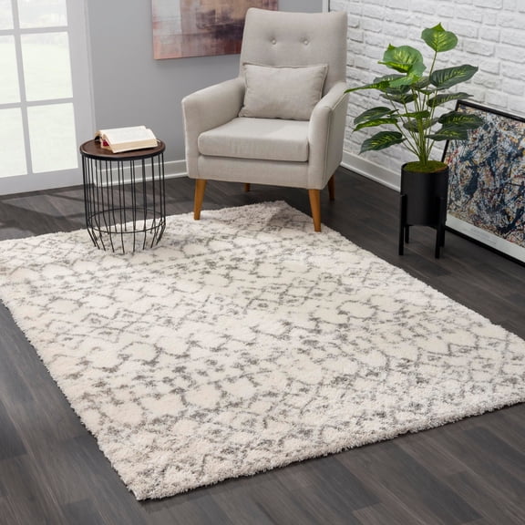 Rug Branch Contemporary Boho Shag Beige Grey Indoor Area Rug - 4x6