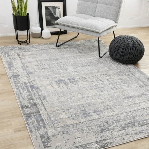 Rug Branch Contemporary Border, Organic Grey Indoor Area Rug - 8' x 11'