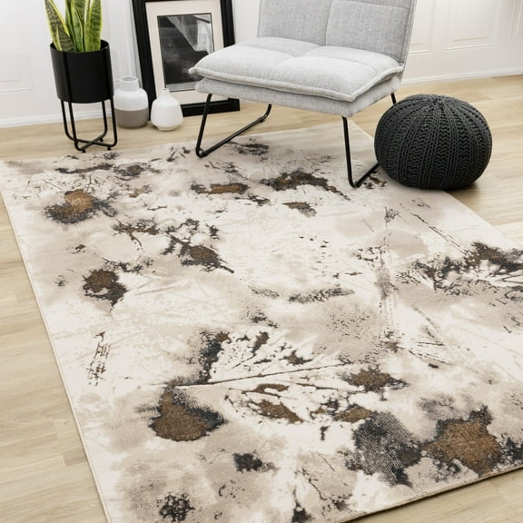 Rug Branch Contemporary Botanical, Distressed, Organic Taupe Indoor Area Rug - 5' x 8'