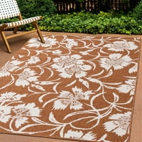 Rug Branch Contemporary Botanical Orange Indoor Outdoor Area Rug - 7' x 10'