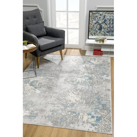 Rug Branch Contemporary Coastal Blue Grey Indoor Area Rug - 4x6