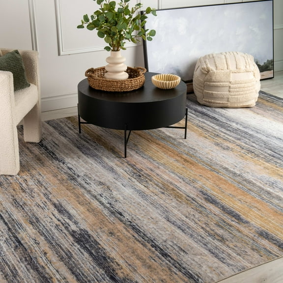 Rug Branch Contemporary Coastal  Gold Blue Indoor Area Rug - 5x7