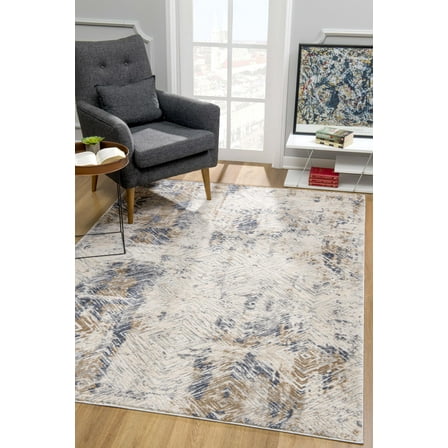 Rug Branch Contemporary Coastal  Navy Beige Indoor Area Rug - 6x9