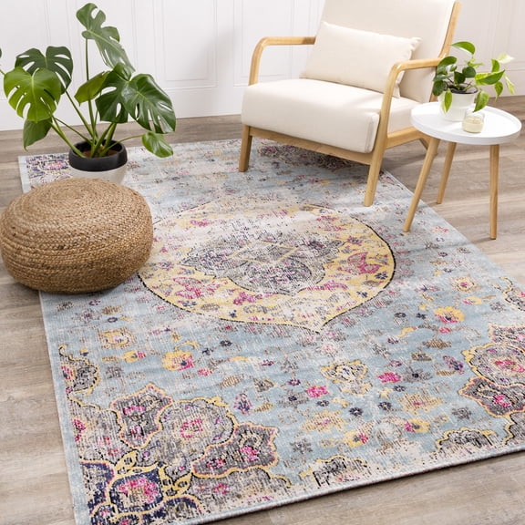 Rug Branch Contemporary Distressed Blue Indoor Area Rug - 7' x 10'