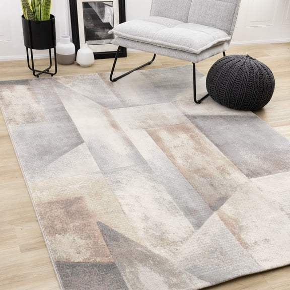 Rug Branch Contemporary Distressed, Geometric Grey Indoor Area Rug - 5' x 8'