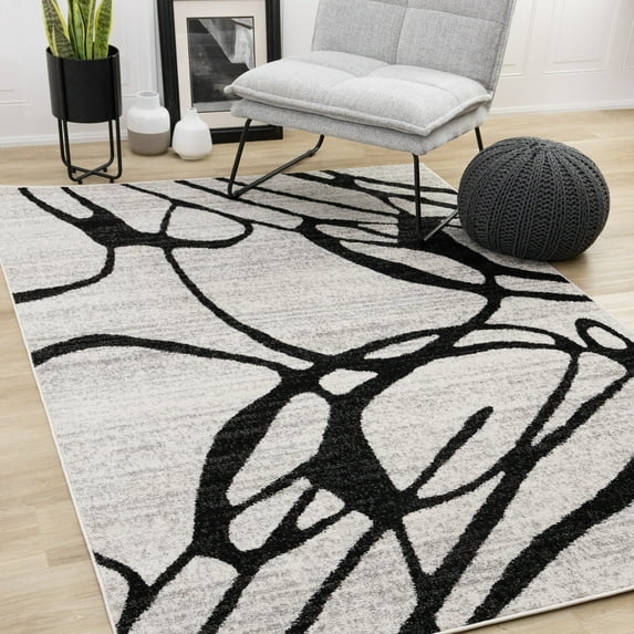 Rug Branch Contemporary Distressed, Organic Grey Indoor Area Rug - 5' x 8'