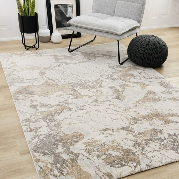 Rug Branch Contemporary Distressed, Organic White Indoor Area Rug - 8' x 11'