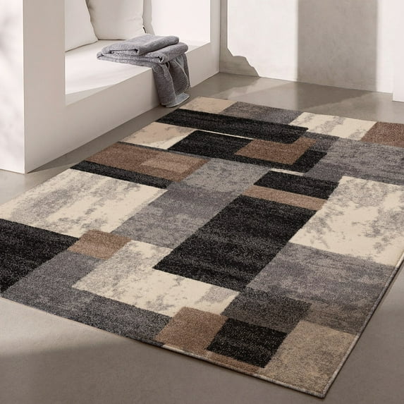 Rug Branch Contemporary Geometric Black Brown Indoor Area Rug - 5x7