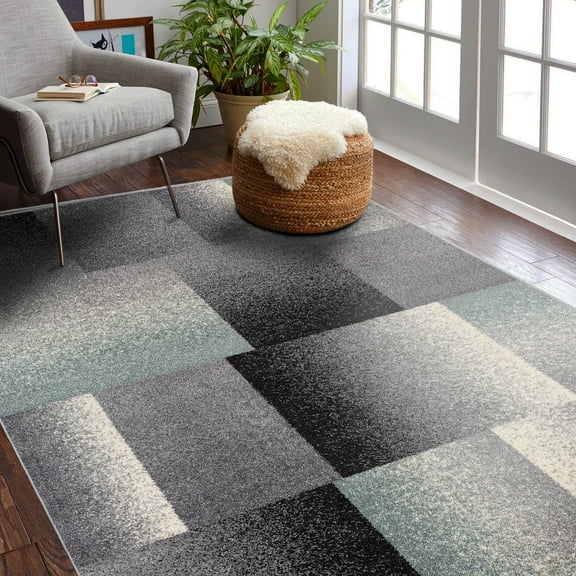 Rug Branch Contemporary Geometric  Grey Blue Indoor Area Rug - 4x6