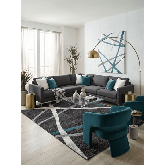 Rug Branch Contemporary Geometric  Grey Blue Indoor Area Rug - 6x9