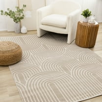Rug Branch Contemporary Geometric, Tonal/Solid Beige Indoor Area Rug - 5' x 8'